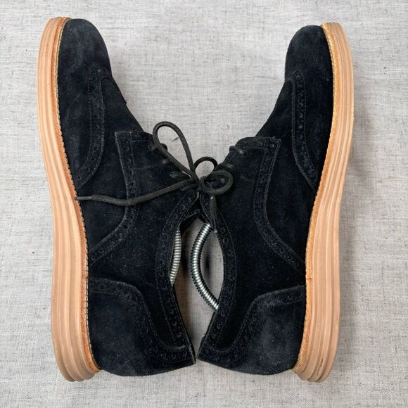 Cole Haan Lunargrand Wingtip Oxford Black Suede‎ Lace Up Derby Classic Men’s 11 - Picture 9 of 10